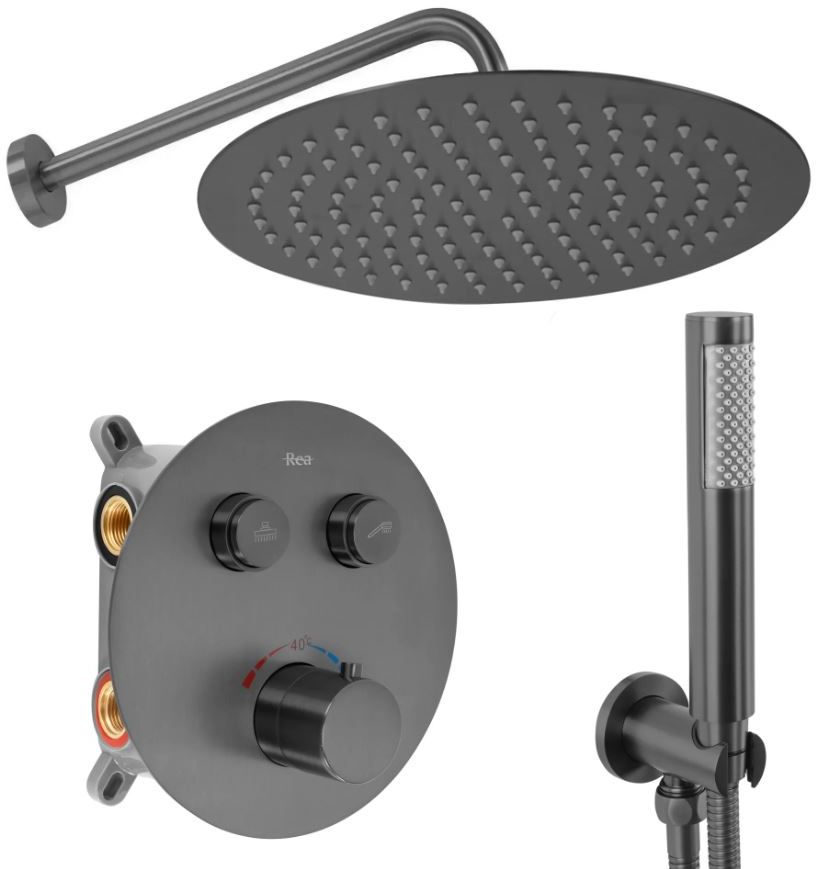 Rea Lungo set de duș ascuns cu termostat cu duș de ploaie || REA-P6385