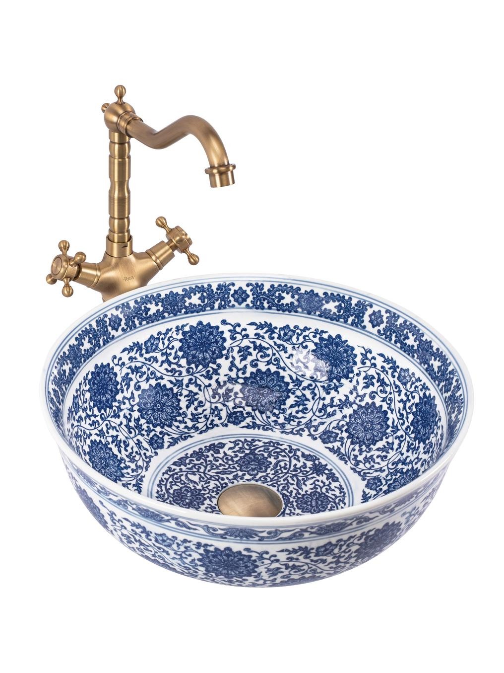 Rea Bella lavoar 41.5x41.5 cm rotund de blat alb-albastru REA-U7503