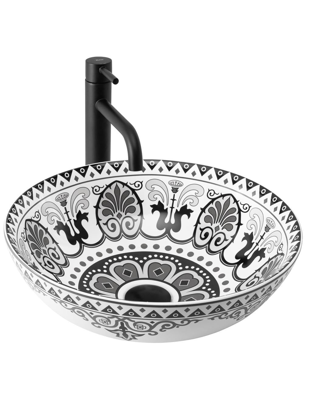 Rea Etno lavoar 40x40 cm rotund de blat alb-negru REA-U7500