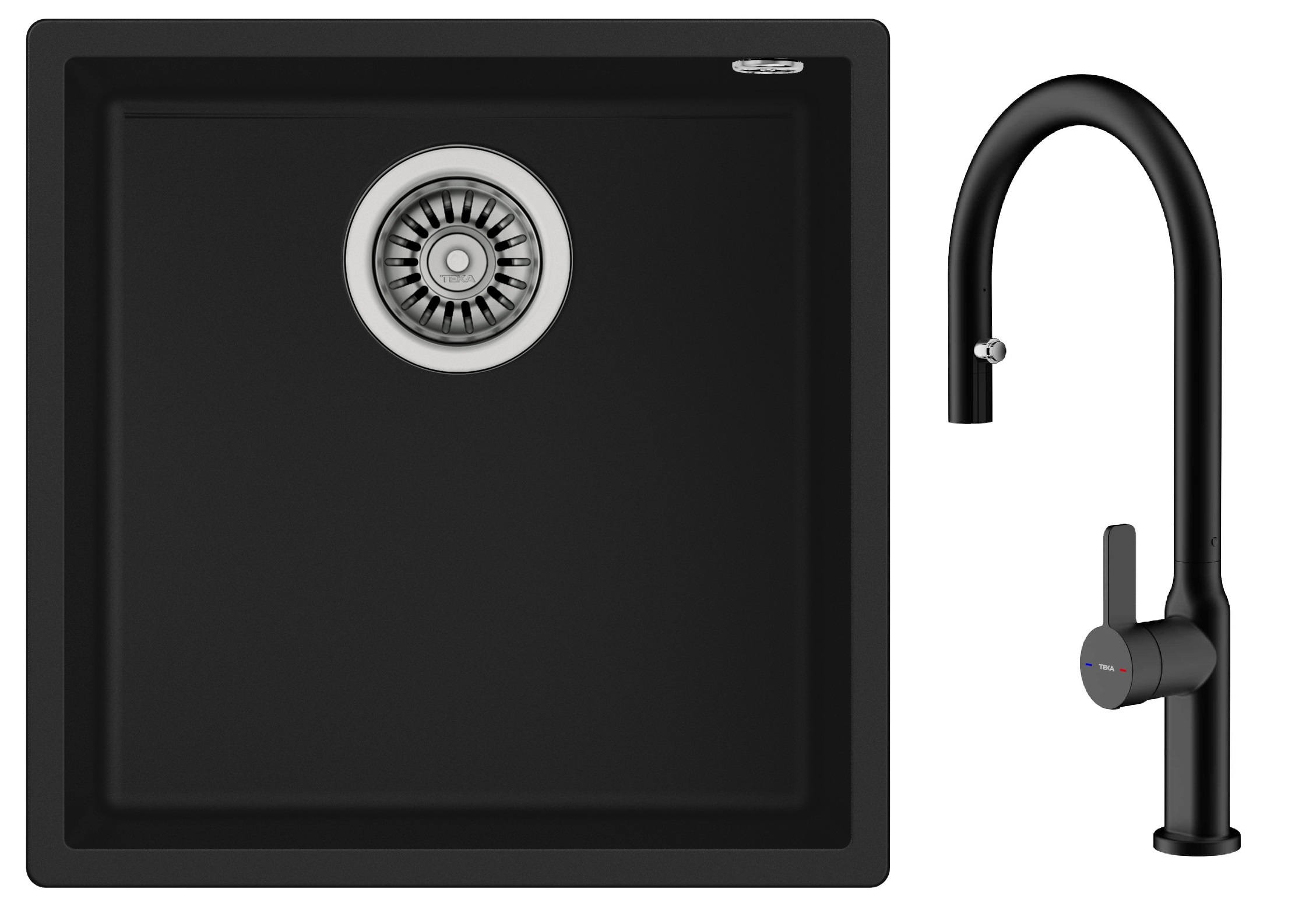 Set chiuveta Tegranit Teka Square 115230025, baterie bucătărie Teka Oval 116020015