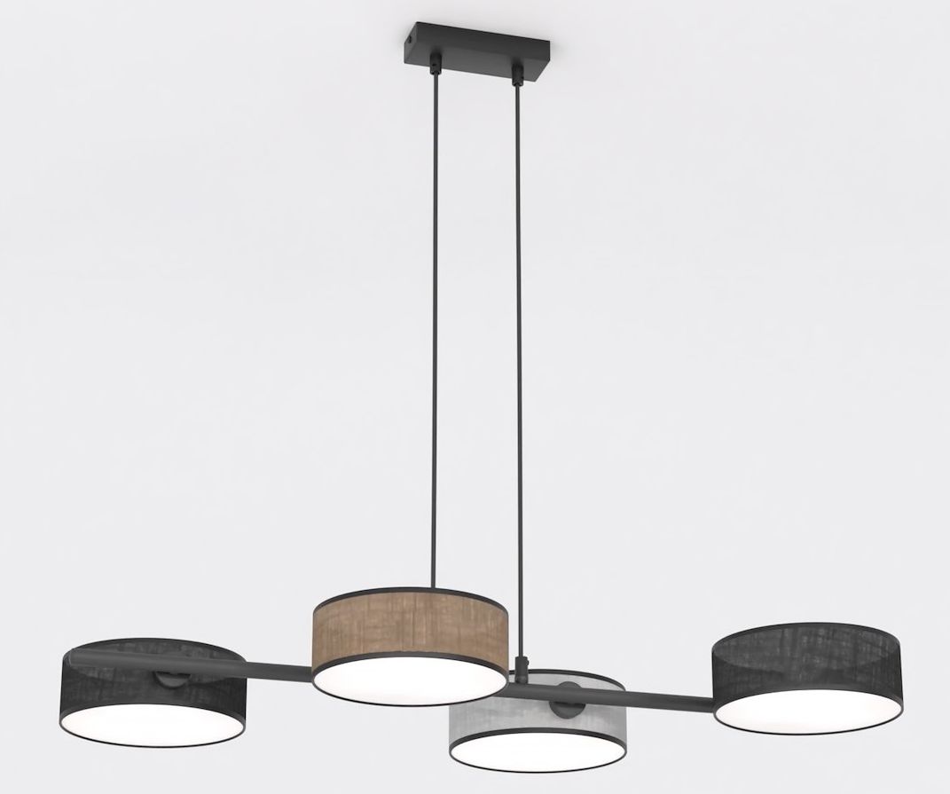 Emibig Drumz lampă suspendată 4x10 W negru-gri/frasin-bej 1566/4