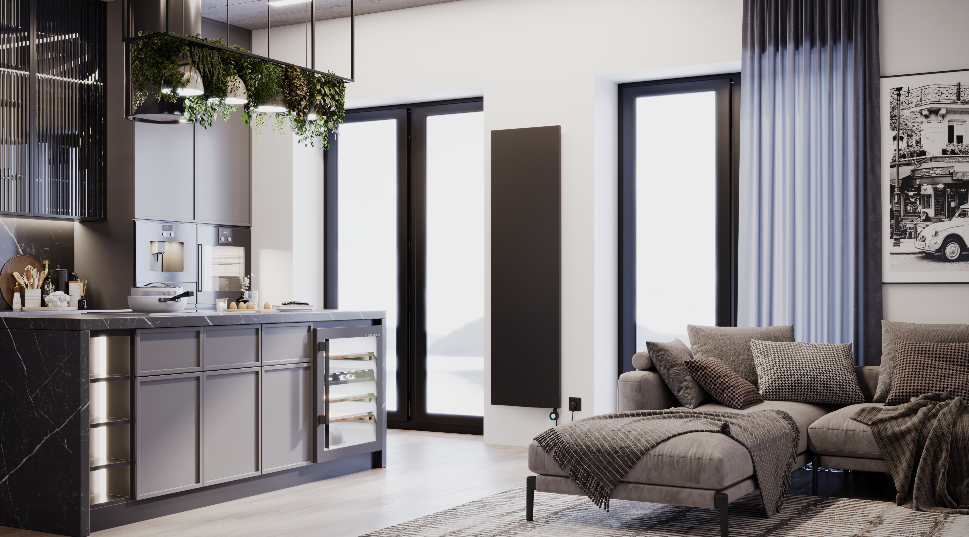 Set încălzitor electric Luxrad V-line Elektro VLI15005009005MATERG, incalzitor electric Luxrad GLX GLX600CZ