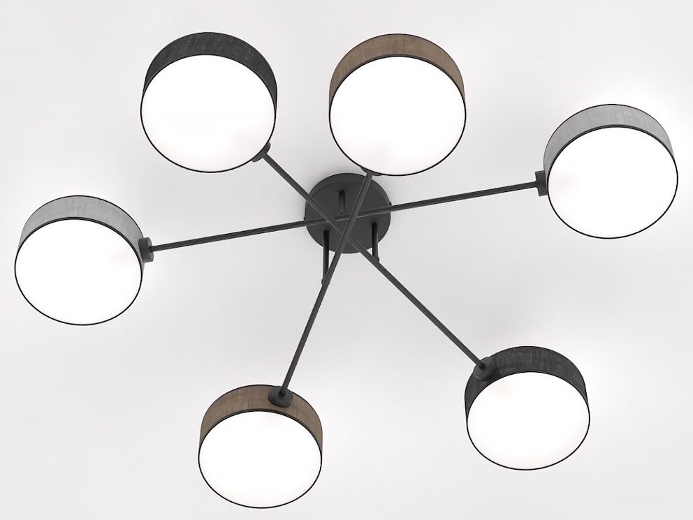 Emibig Maga lampă de tavan 6x10 W negru-gri-bej 1572/6