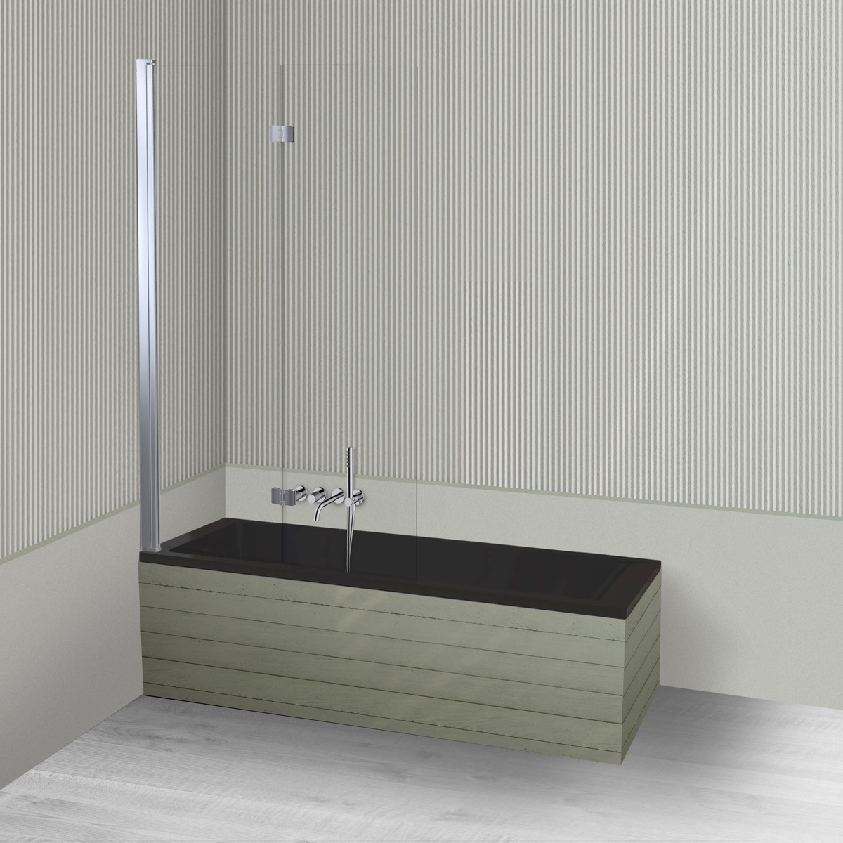 Set cada dreptunghiulară Oltens Langfoss 10003300, paravan cadă Oltens Sela 23202100