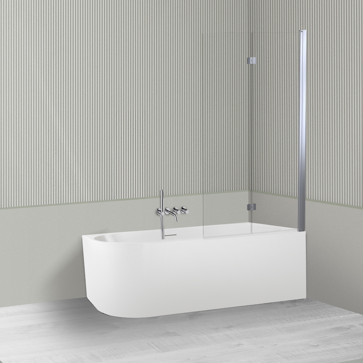 Set cadă de colț Oltens Delva 11001000, paravan cadă Oltens Sela 23202100