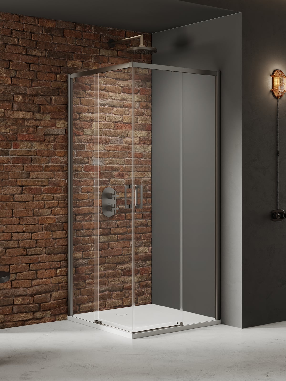 New Trendy Prime Gunmetal Brushed cabină de duș 90x90 cm pătrat gunmetal periat/sticlă transparentă D-0883A/D-0884A