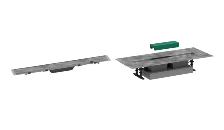 Set set de montare Hansgrohe uBox Universal 56019180, element exterior rigolă Hansgrohe RainDrain Rock 56032000