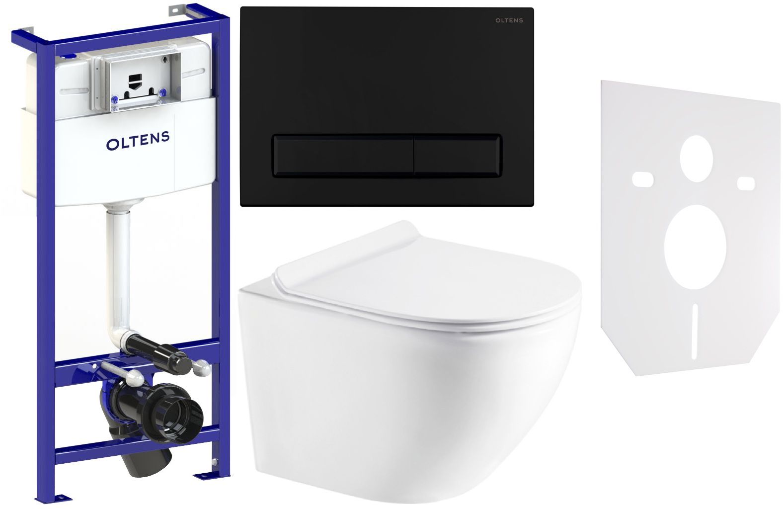 Set vas WC cu capac soft-close Hagser Beno HGR14000042, cadru încastrat Oltens Triberg 50001000, 57103300, HGR11000045, 49301000