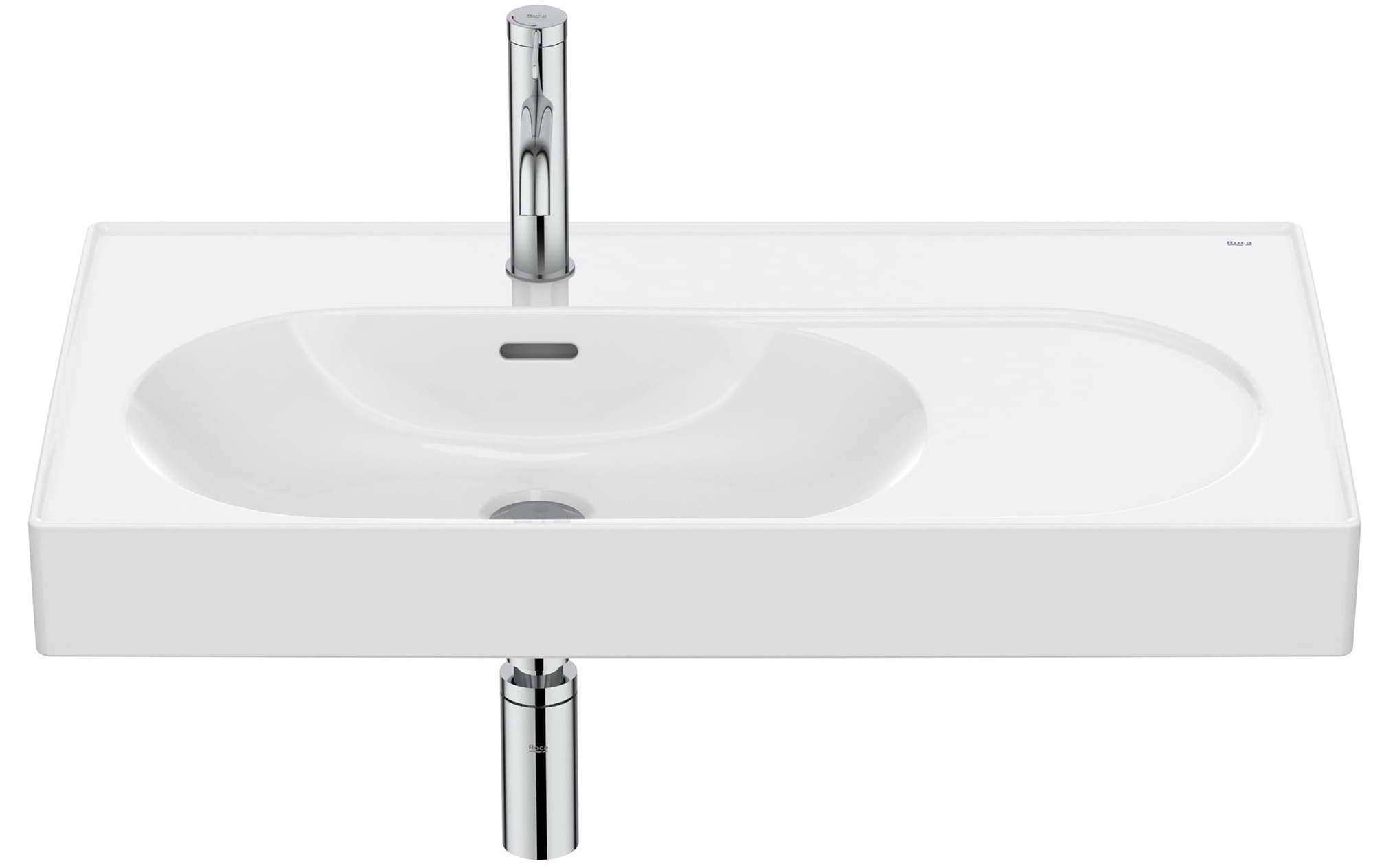 Roca Meridian lavoar 80x46 cm dreptunghiular clasică-mobilier alb luciu A327743S00