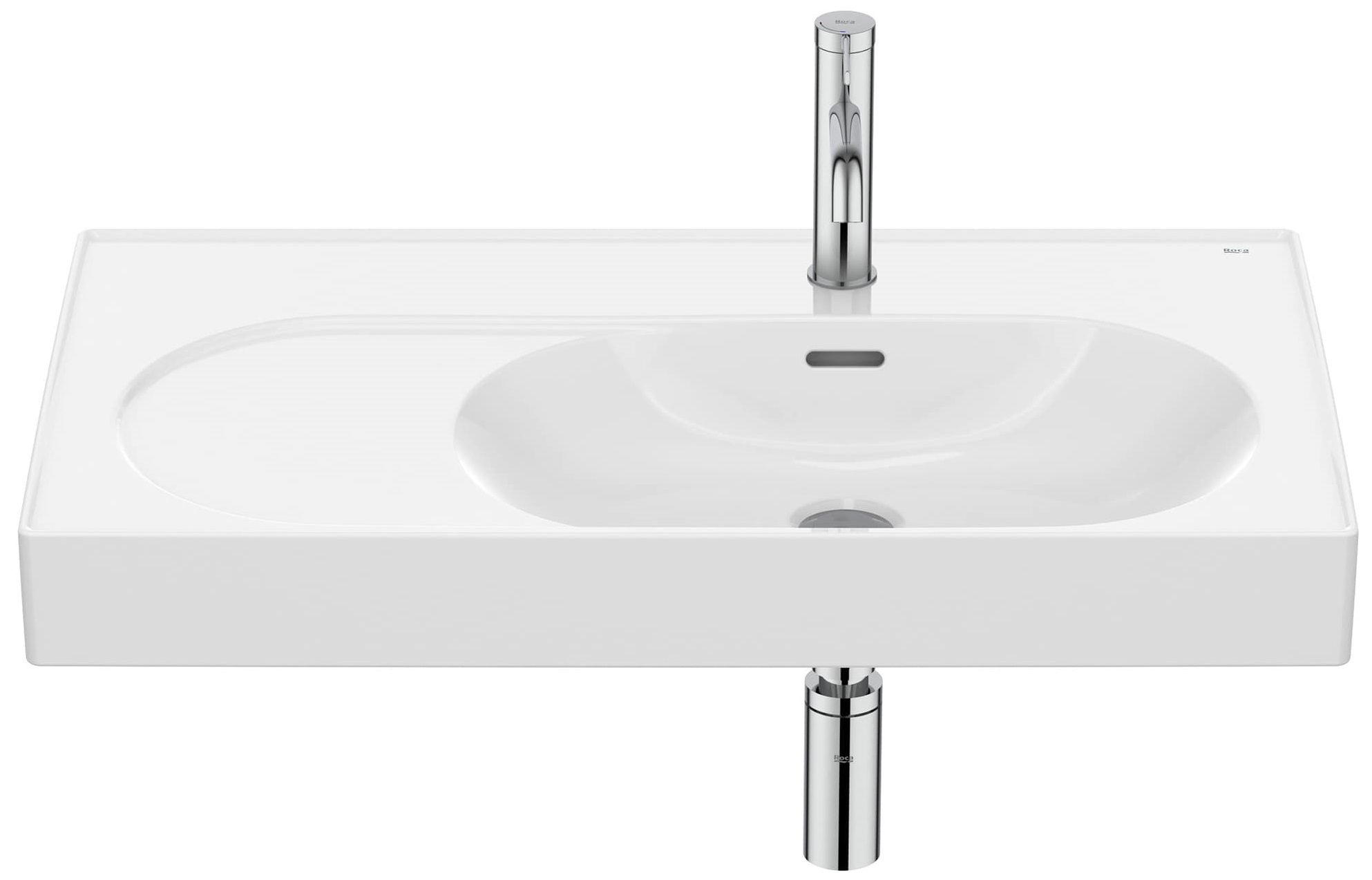 Roca Meridian lavoar 80x46 cm dreptunghiular clasică-mobilier alb luciu A327744S00