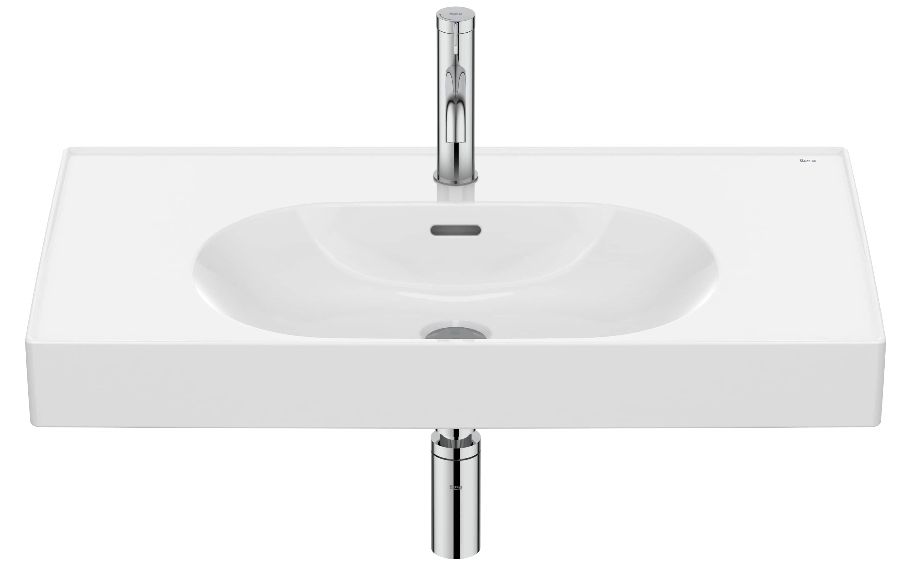 Roca Meridian lavoar 80x46 cm dreptunghiular clasică-mobilier alb luciu A327745000