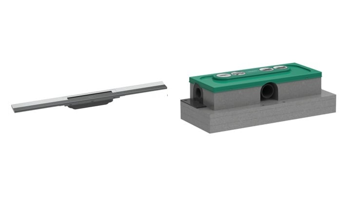 Set element exterior rigolă Hansgrohe Raindrain 56043000, set de montare Hansgrohe uBox Universal 1000180