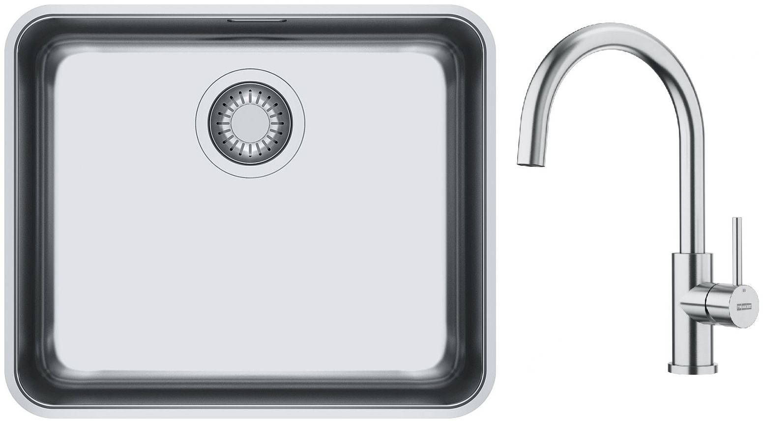 Set baterie bucătărie Franke Smart Glenda 115.0747.473, chiuveta din otel Franke Aton 122.0204.649