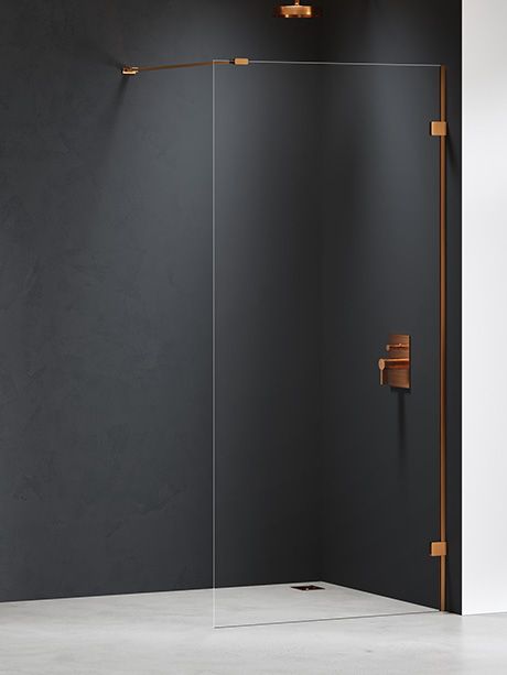 New Trendy Eventa Copper Brushed perete cabină de duș walk-in 90 cm cupru periat/sticla transparentă EXK-8159
