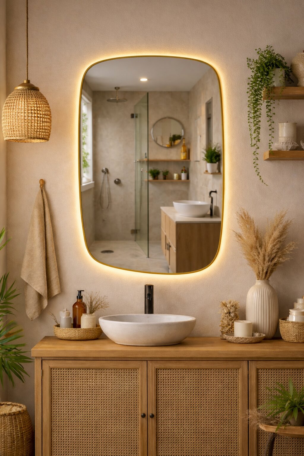 Baltica Design Stone Calm oglindă 60x90 cm cu iluminare auriu 5904107932675