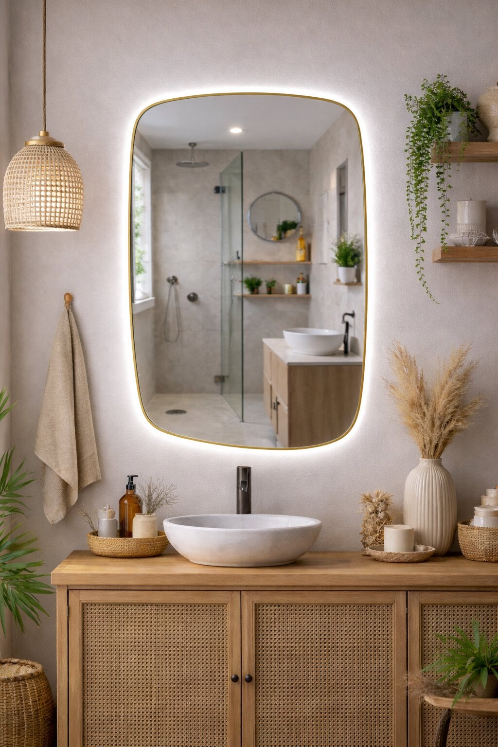 Baltica Design Stone Calm oglindă 60x90 cm cu iluminare auriu 5904107932668