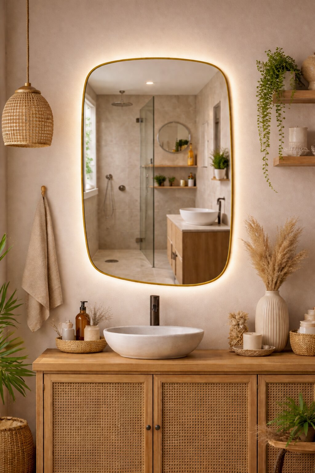 Baltica Design Stone Calm oglindă 60x90 cm cu iluminare auriu 5904107932651
