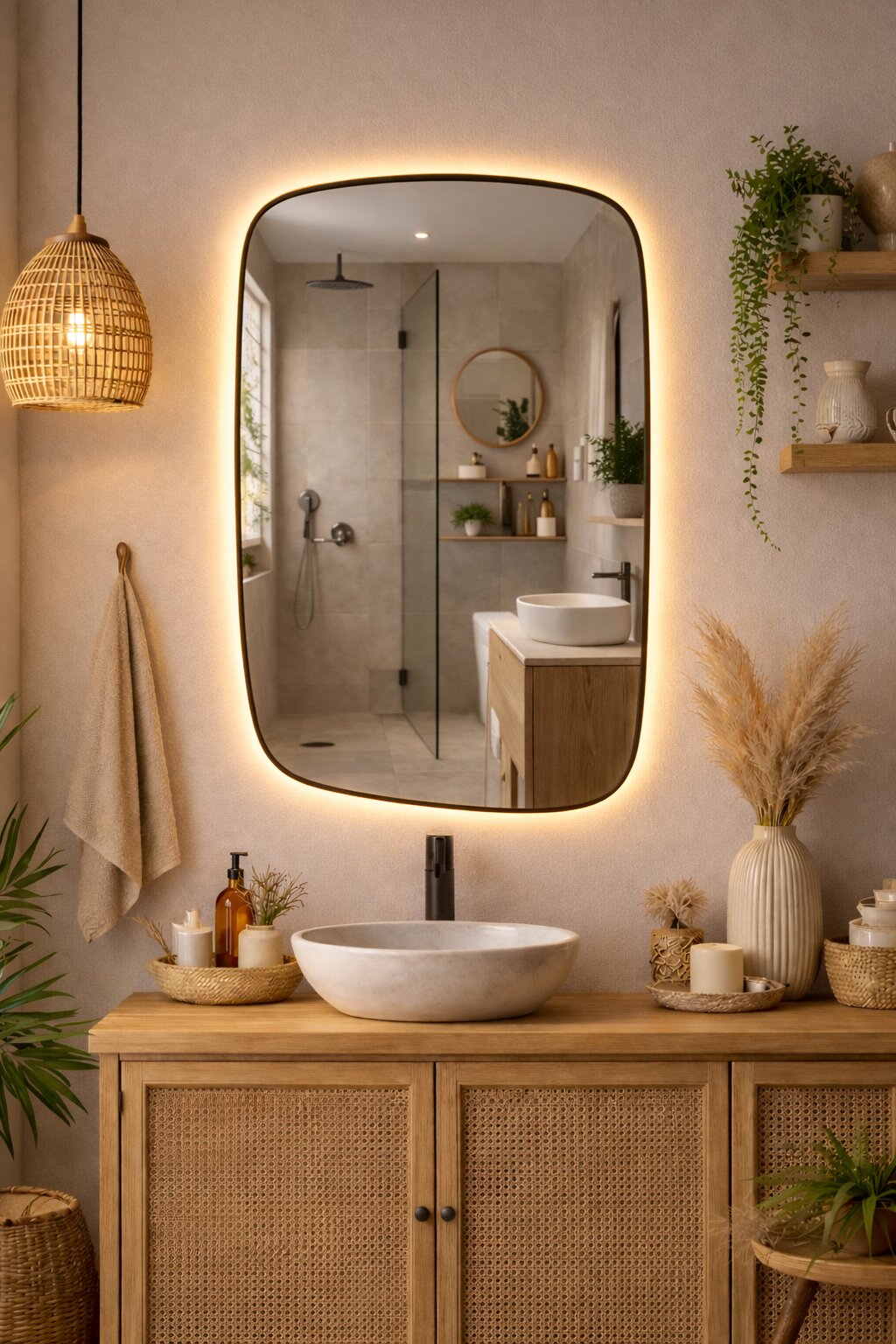 Baltica Design Stone Calm oglindă 60x90 cm cu iluminare negru 5904107932644