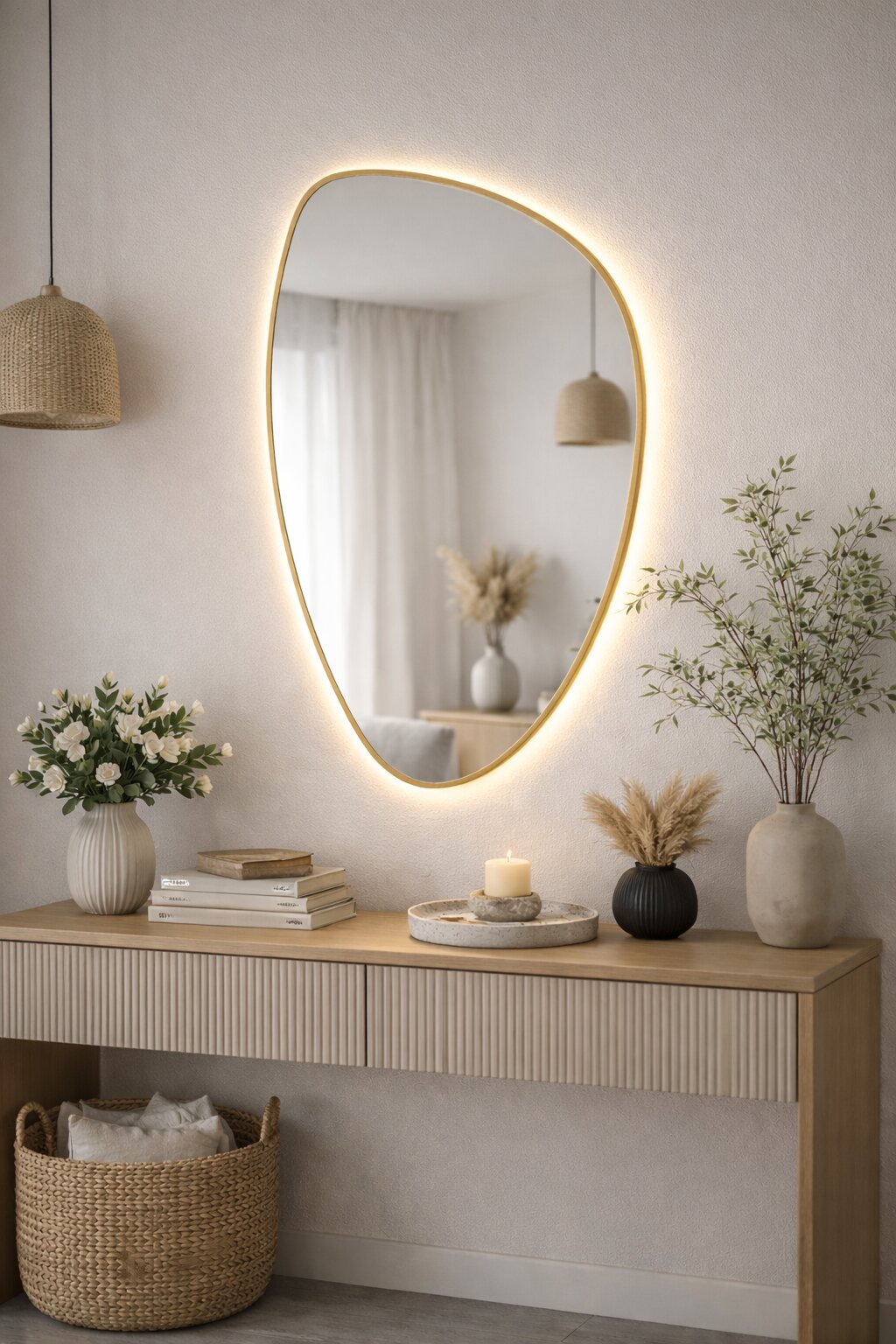 Baltica Design Stone Fluid oglindă 55x92 cm cu iluminare auriu 5904107932736