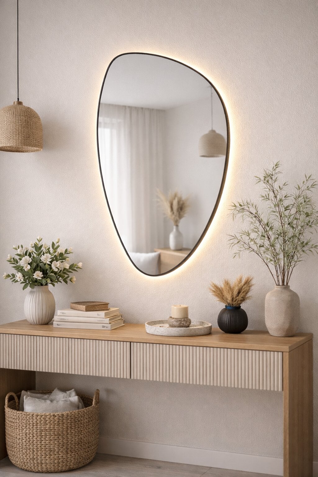 Baltica Design Stone Fluid oglindă 55x92 cm cu iluminare negru 5904107932705