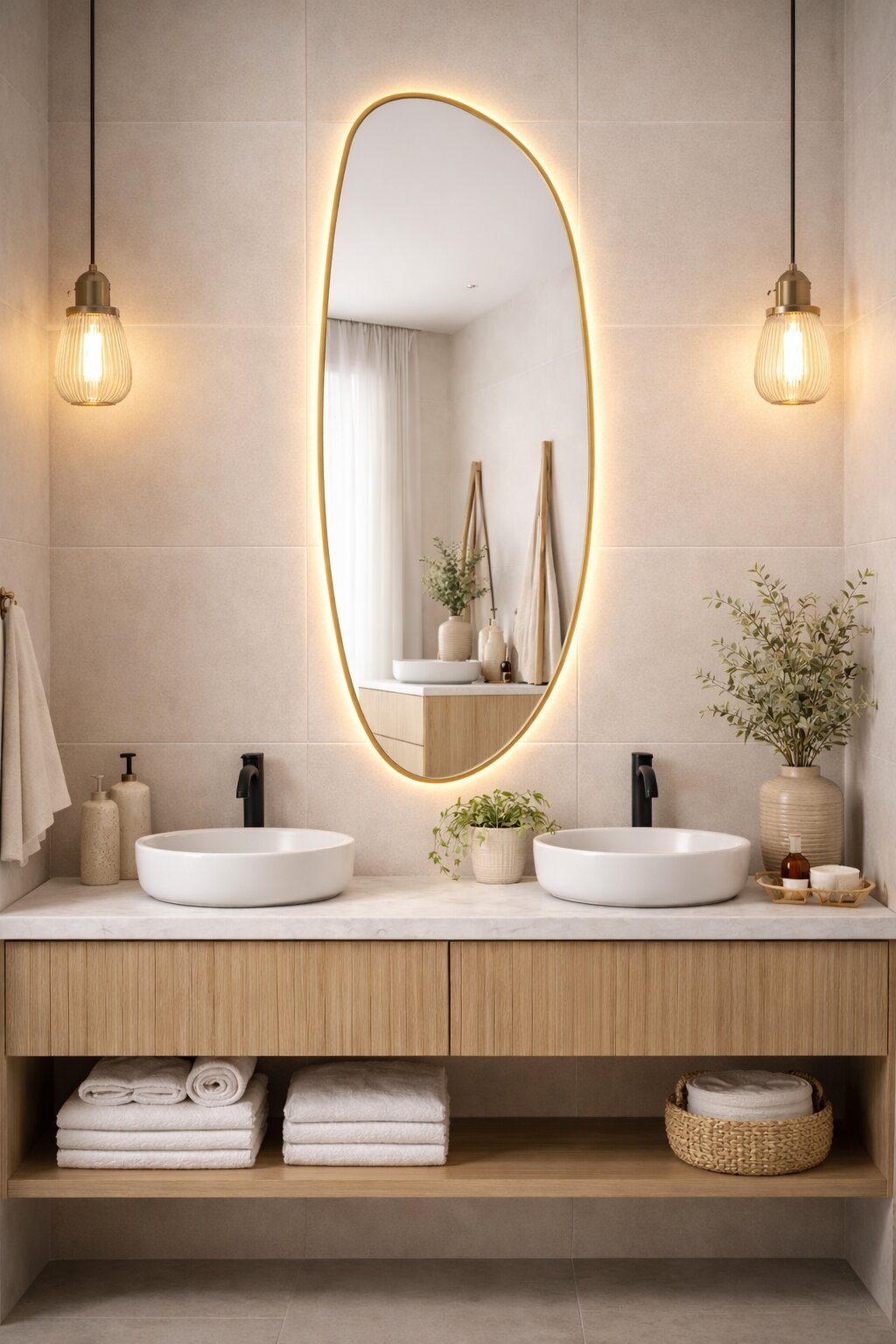 Baltica Design Stone Fluid oglindă 50x155 cm cu iluminare auriu 5904107932798
