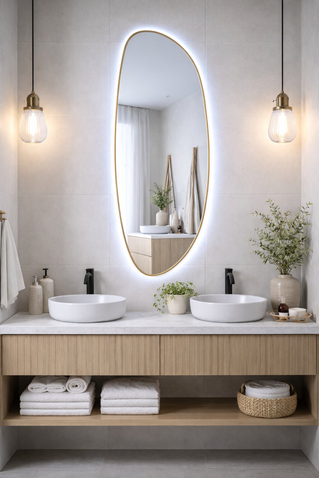 Baltica Design Stone Fluid oglindă 50x155 cm cu iluminare auriu 5904107932781