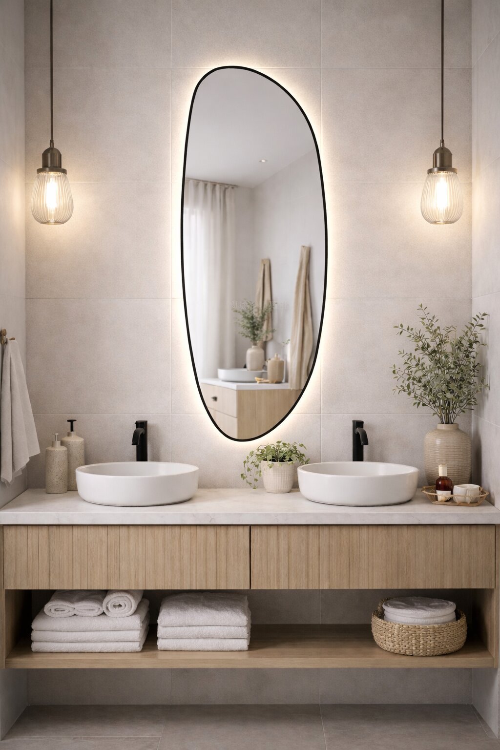 Baltica Design Stone Fluid oglindă 50x155 cm cu iluminare negru 5904107932743