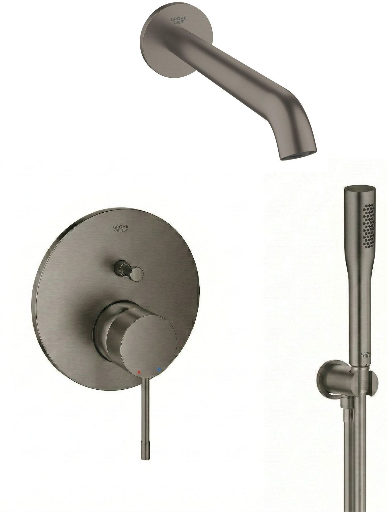 Set baterie cadă-duș Grohe Essence 24058AL1, pipă baterie Grohe Essence 13449AL1, 26658AL0, 27400AL0, 28362A01