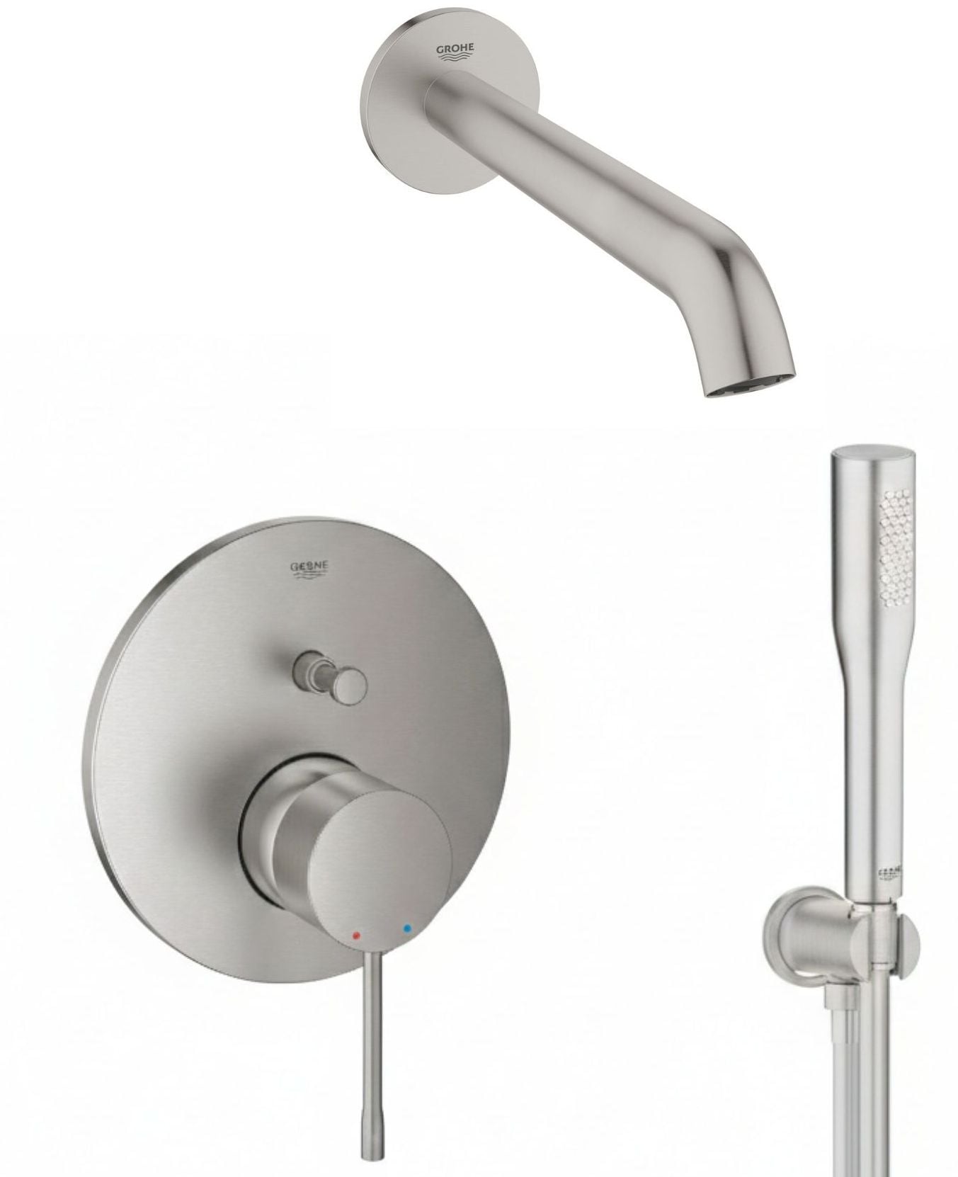 Set baterie cadă-duș Grohe Essence 24058DC1, pipă baterie Grohe Essence 13449DC1, 26658DC0, 27400DC0, 28362DC1