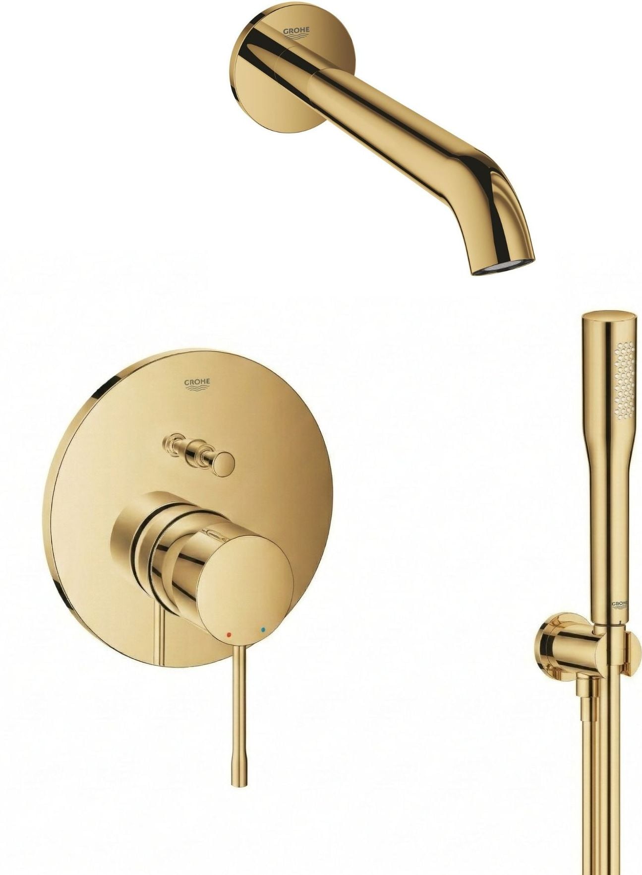 Set baterie cadă-duș Grohe Essence 24058GL1, pipă baterie Grohe Essence 13449GL1, 26658GL0, 27400GL0, 28362GL1