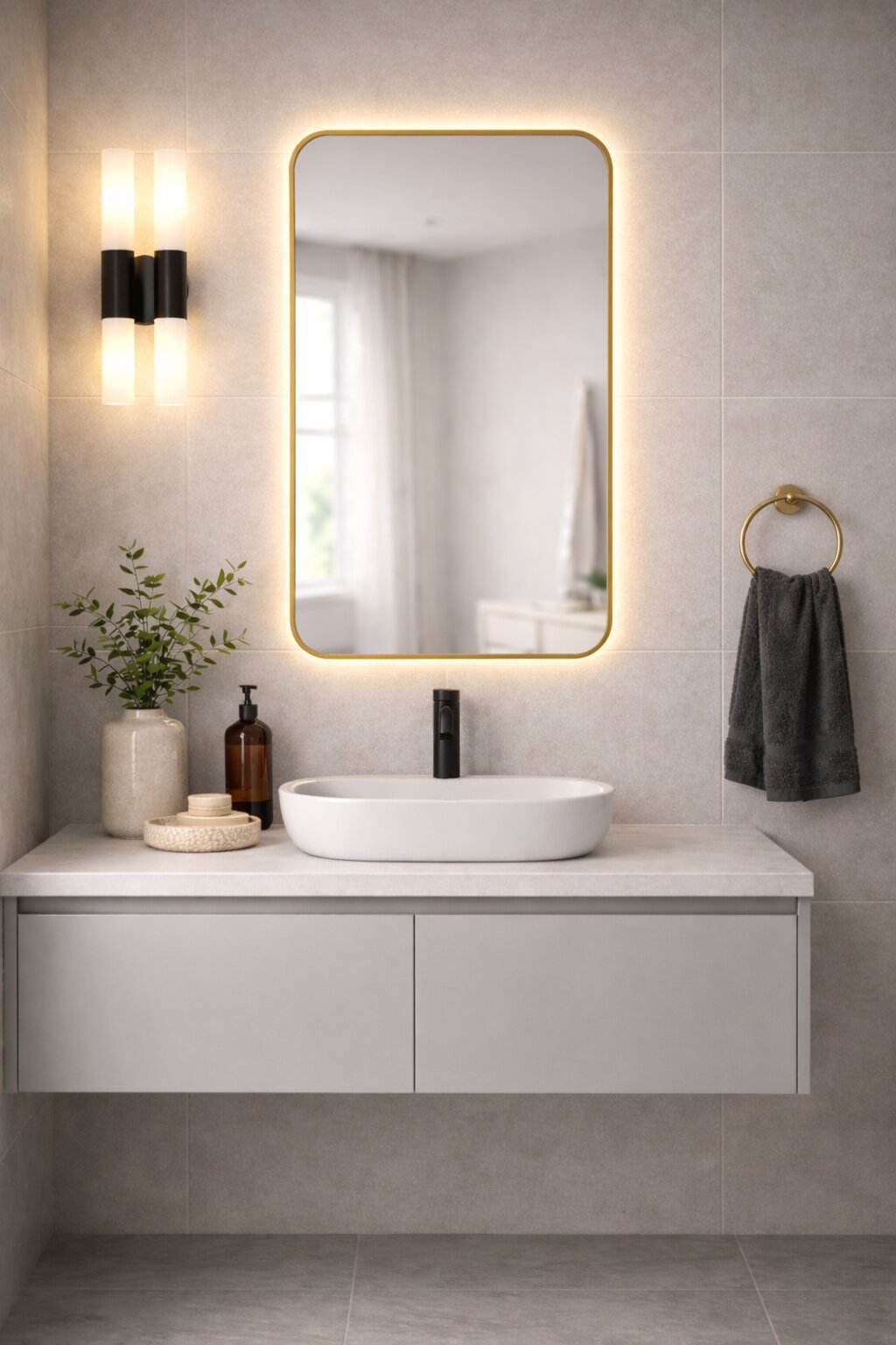 Baltica Design Stone Aura oglindă 60x90 cm cu iluminare auriu 5904107932859