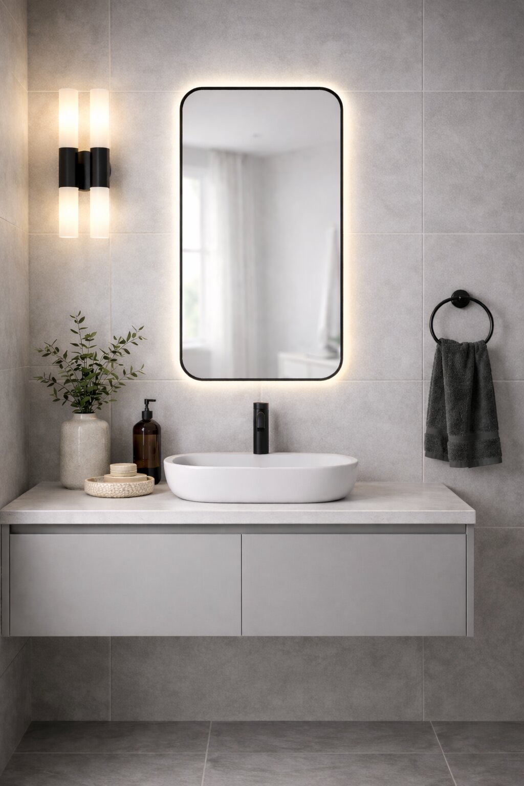 Baltica Design Stone Aura oglindă 60x90 cm cu iluminare negru 5904107932804