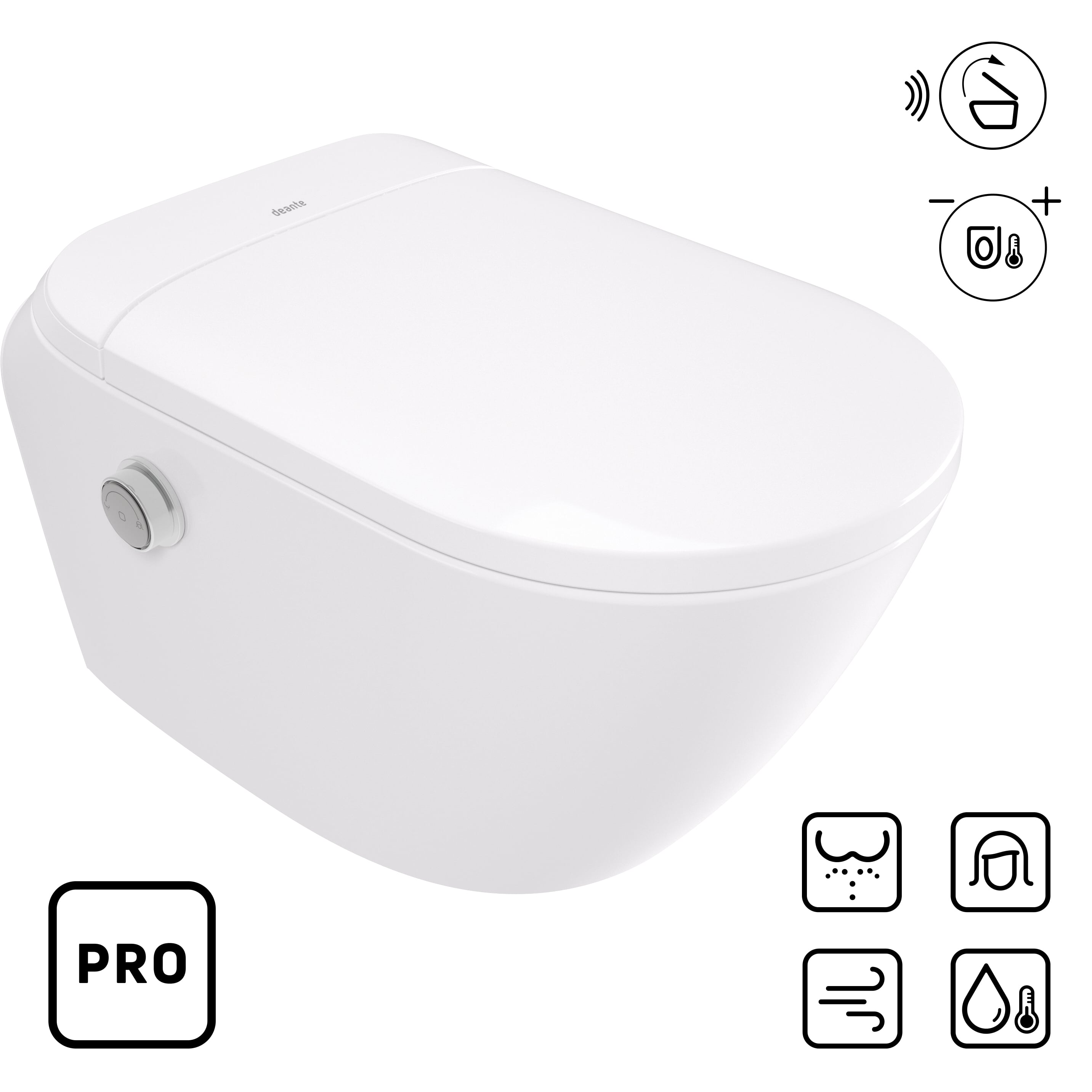 Deante Silia wc cu  buton de control agăţat fără margine alb CSID6ZPW