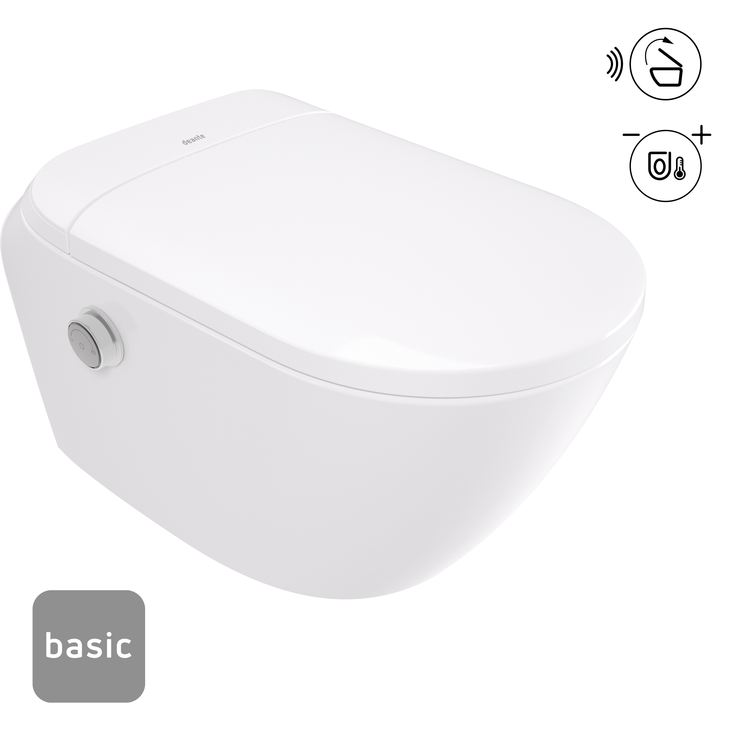 Deante Silia wc cu  buton de control agăţat fără margine alb CSSD6ZPW