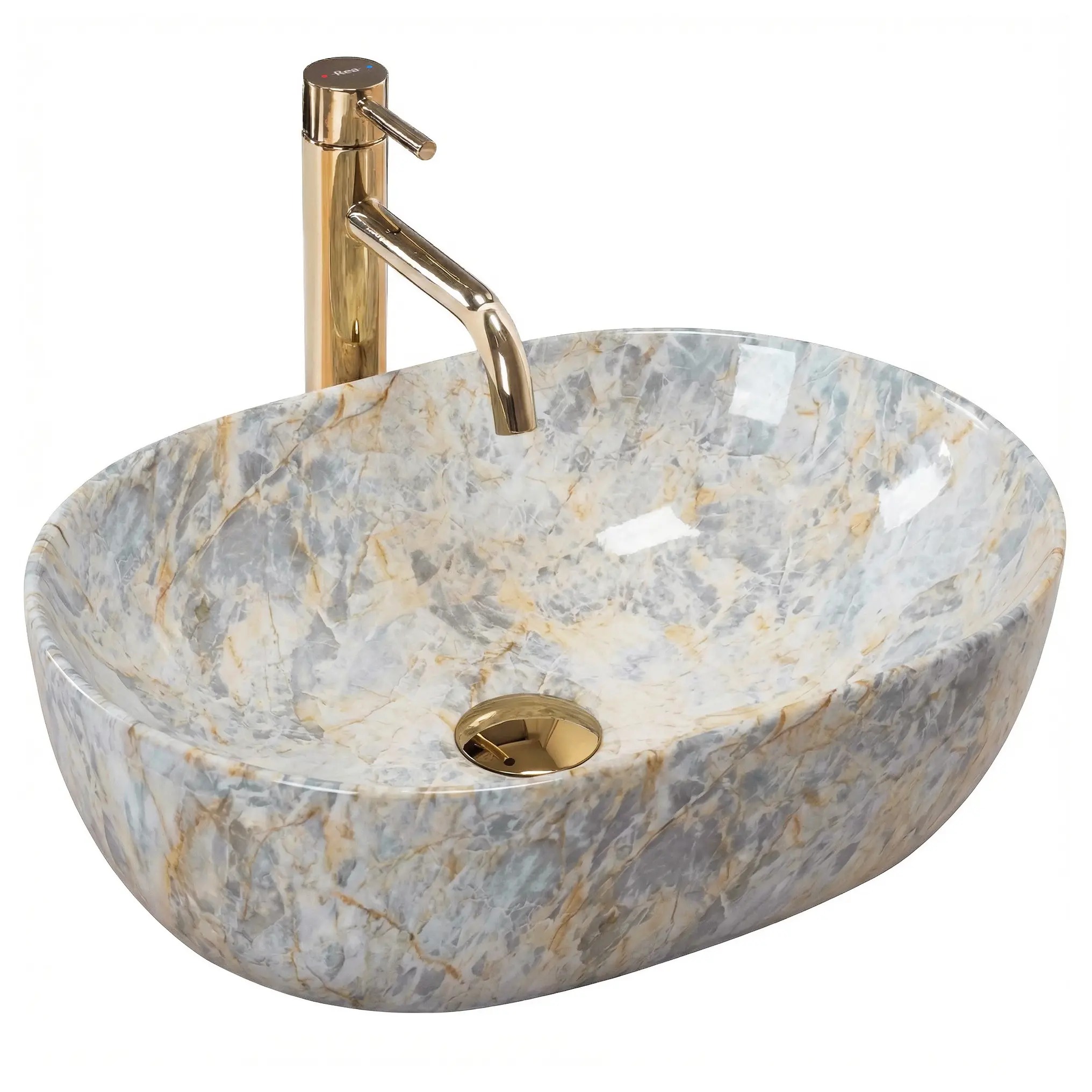 Rea Amelia lavoar 48x34.5 cm ovale de blat gri/piatră REA-U0625