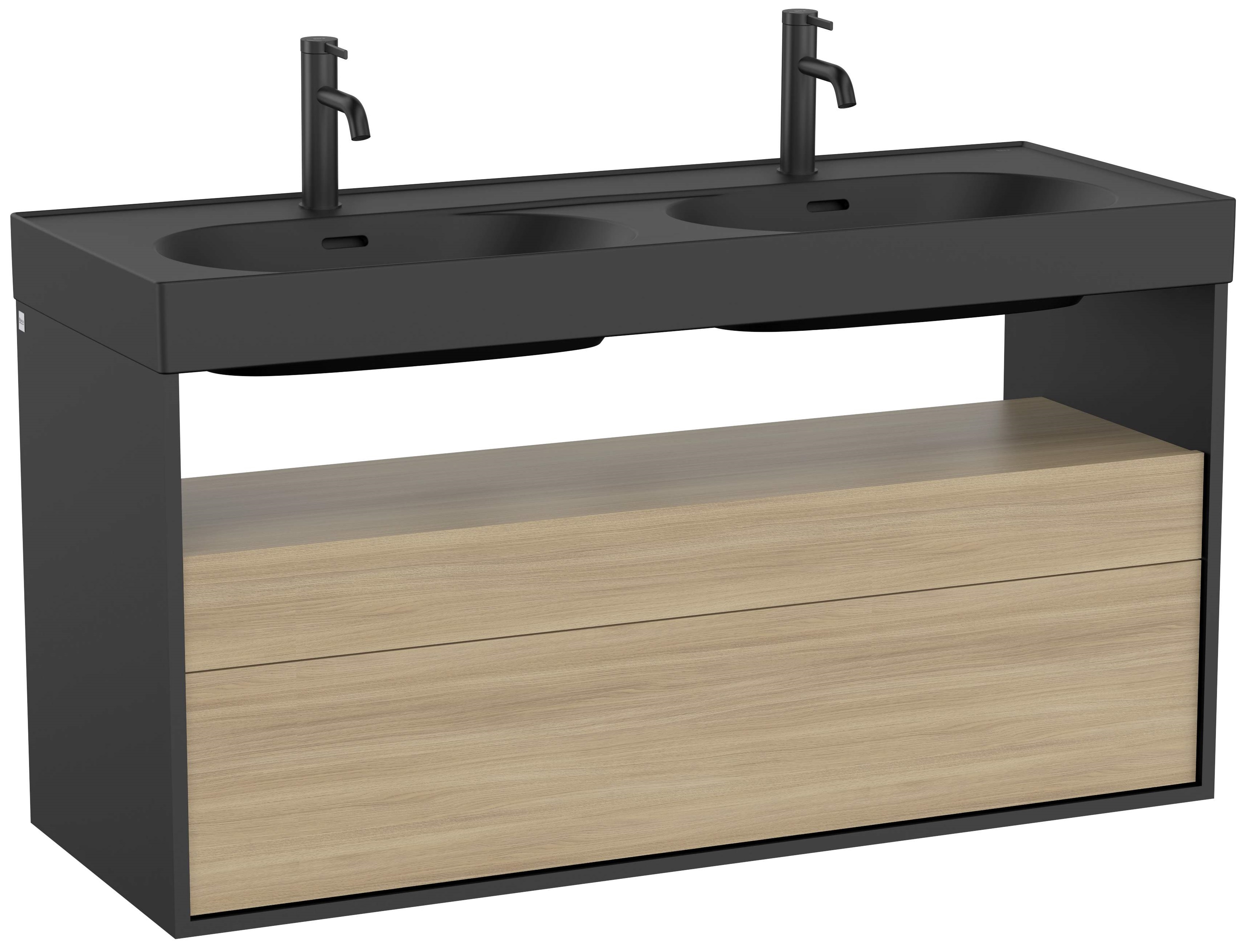 Roca Meridian dulap 120x46x56.5 cm sub chiuveta pe perete negru-stejar A858109608