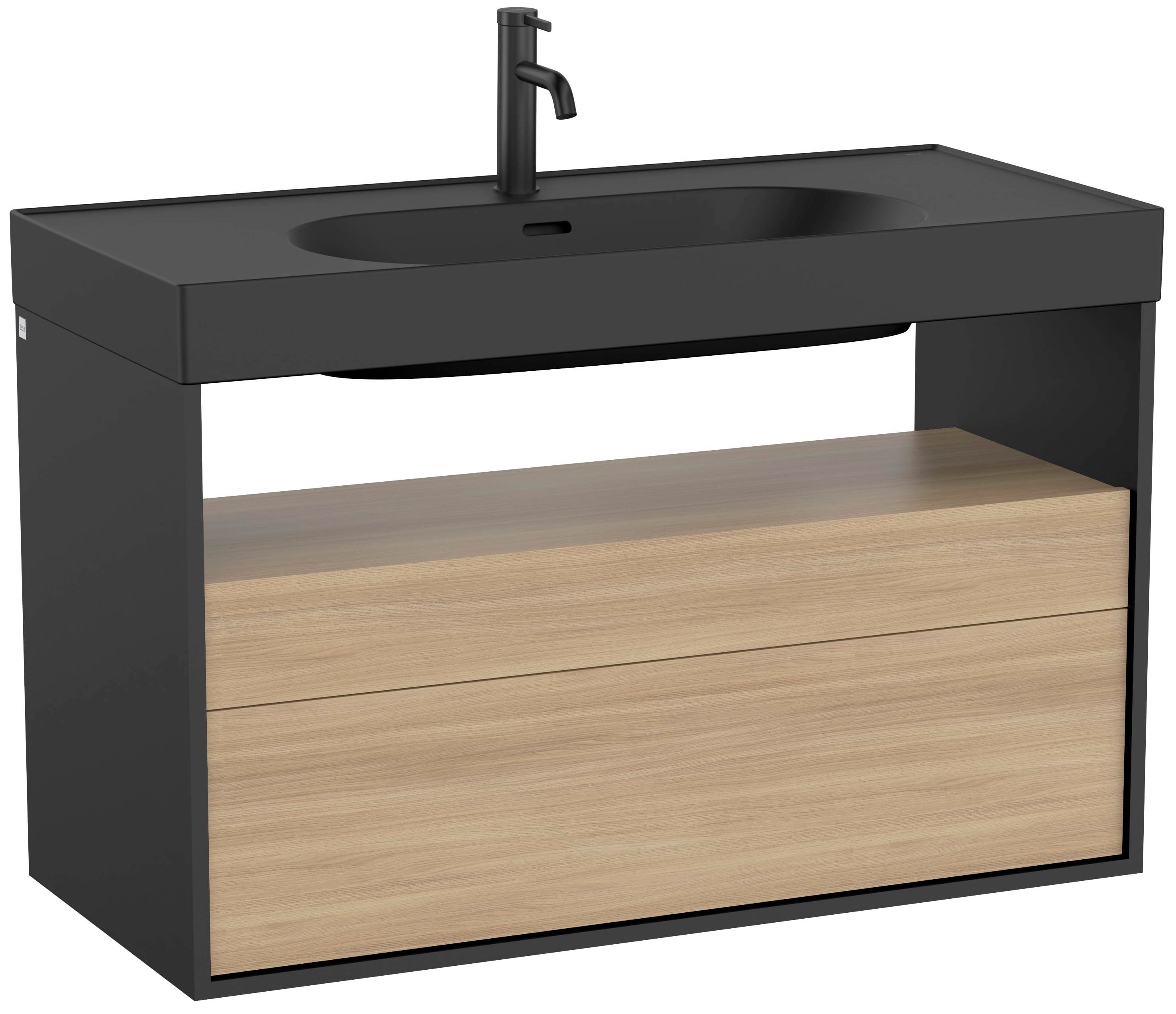Roca Meridian dulap 100x46x56.5 cm sub chiuveta pe perete negru-stejar A858108608
