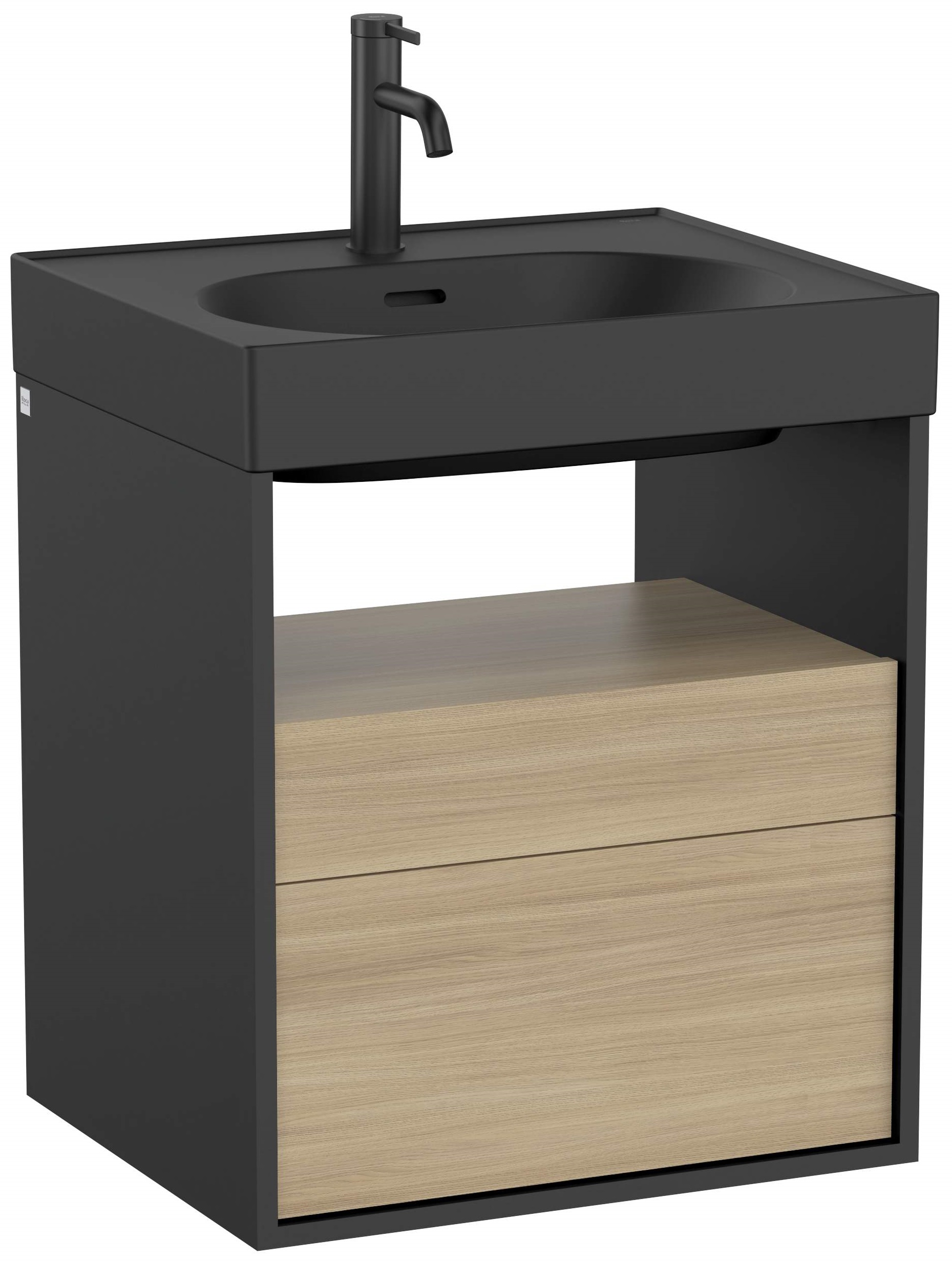 Roca Meridian dulap 55x46x56.5 cm sub chiuveta pe perete negru-stejar A858105608
