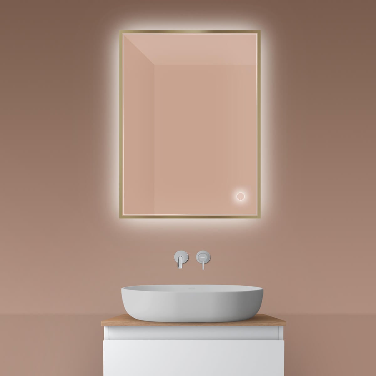 Oltens Nordlis oglindă 60x80 cm dreptunghiular cu iluminare cu covoraș de încălzire 64115510
