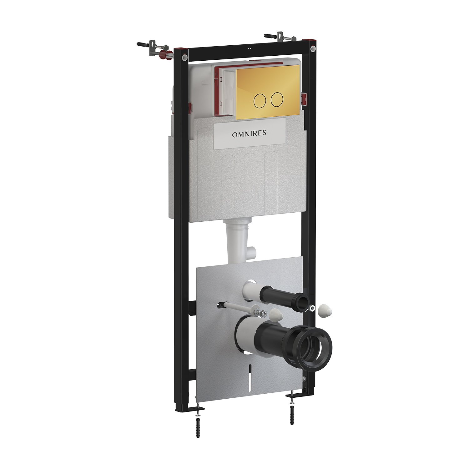 Omnires Eco Flush Set cadru ascuns cu buton de acționare pentru vas wc suspendat STFWCECO1R45-RGL