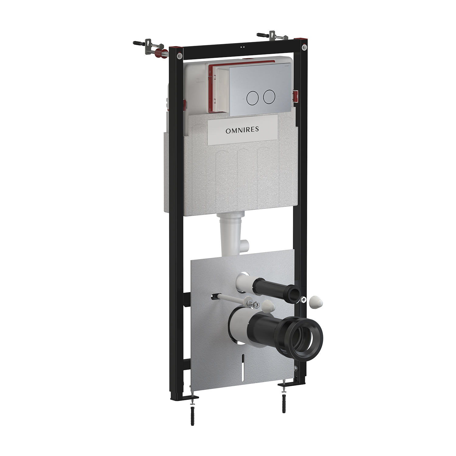 Omnires Eco Flush Set cadru ascuns cu buton de acționare pentru vas wc suspendat STFWCECO1R45-RNI