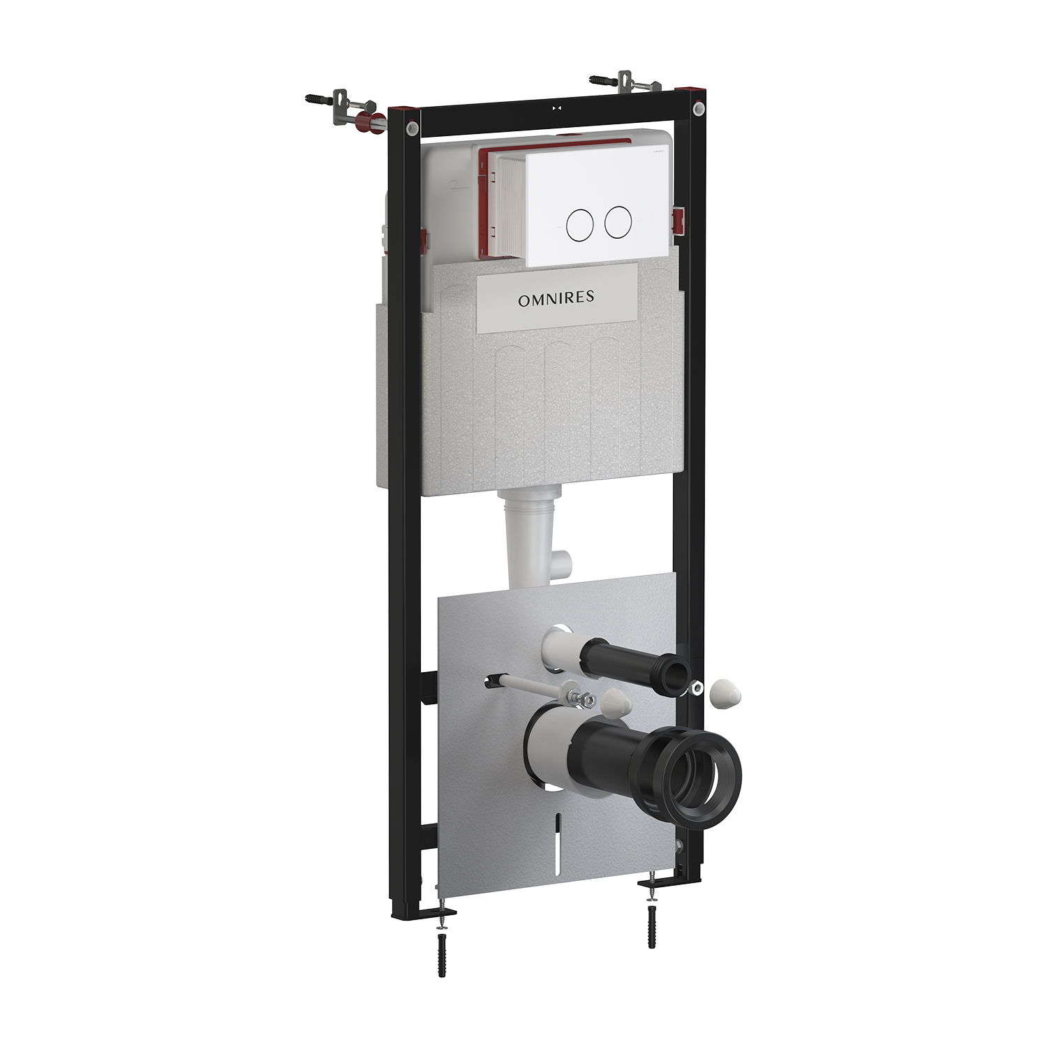 Omnires Eco Flush Set cadru ascuns cu buton de acționare pentru vas wc suspendat STFWCECO1R45-RWM