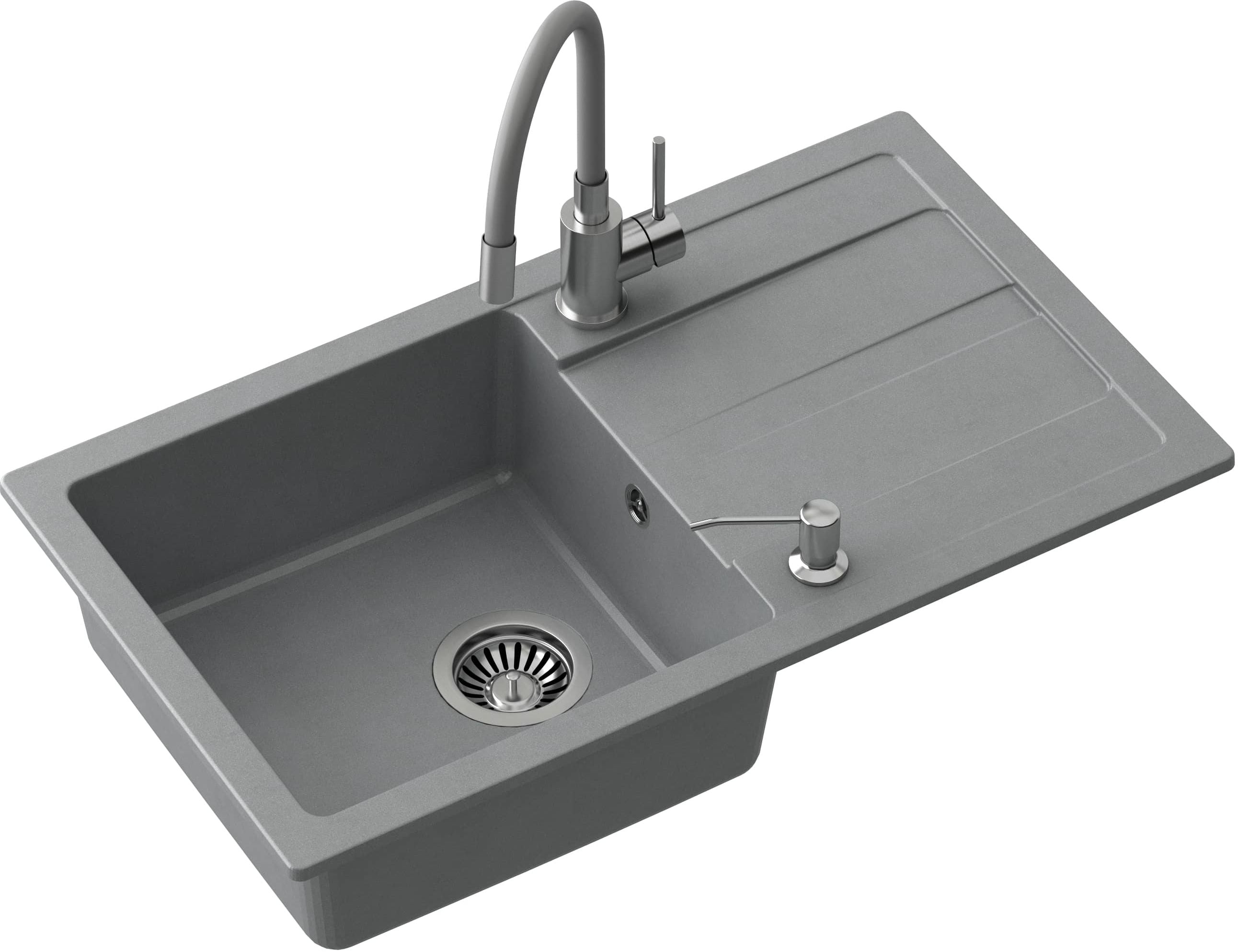 Quadron Ready Max chiuvetă cu robinet și dozator gri/oțel LA_TQ7744RMSZ