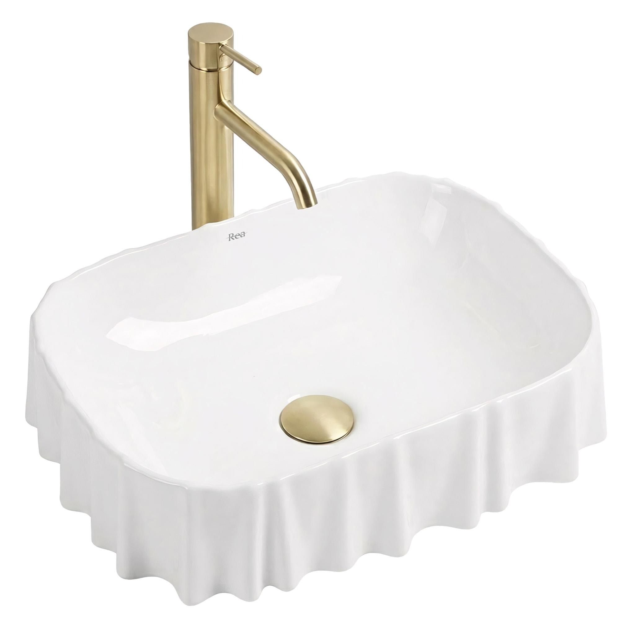 Rea Atria lavoar 48x37 cm dreptunghiular de blat alb luciu REA-U3503