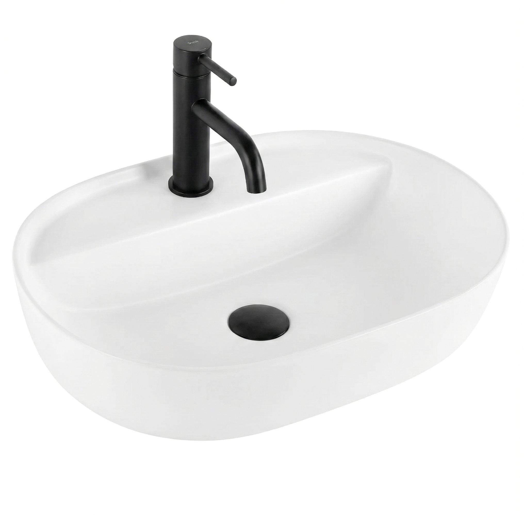 Rea Aura lavoar 50.5x38.5 cm ovale de blat alb luciu REA-U7340