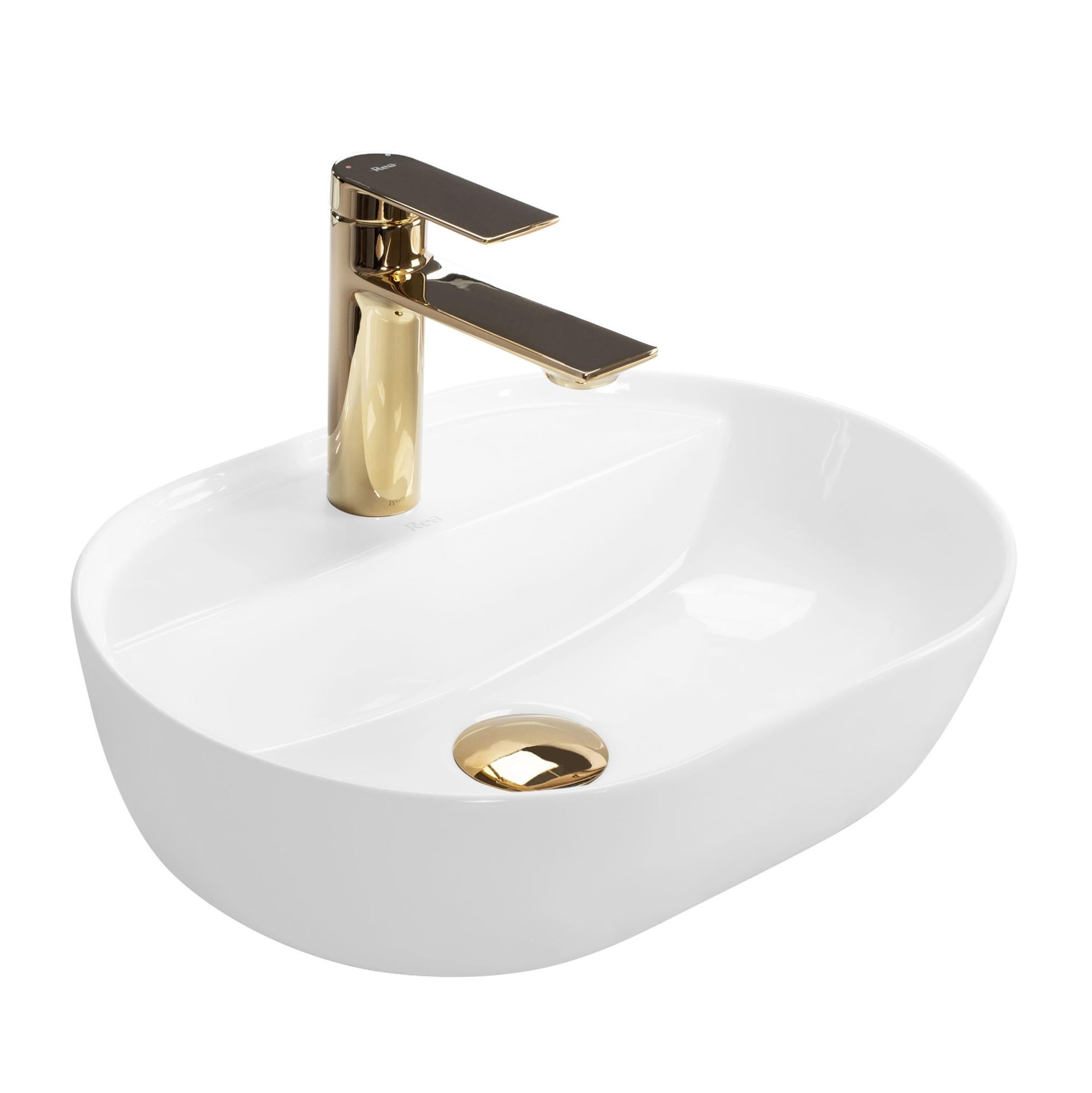 Rea Aura lavoar 42x30 cm ovale de blat alb luciu REA-U6617