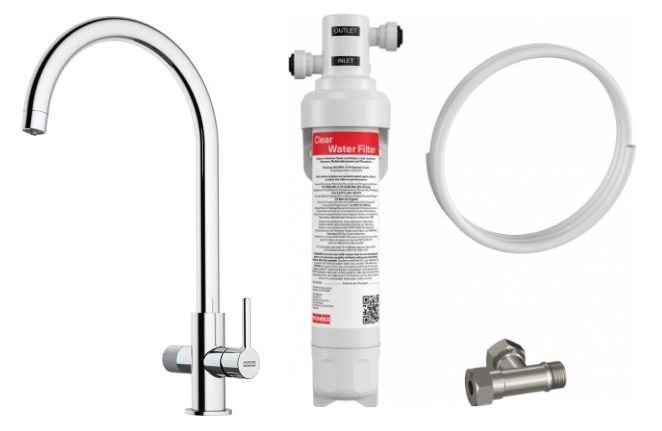 Set baterie bucătărie Franke Lina 120.0730.806, filtru sub chiuvetă Franke Clear Water 150.0730.809