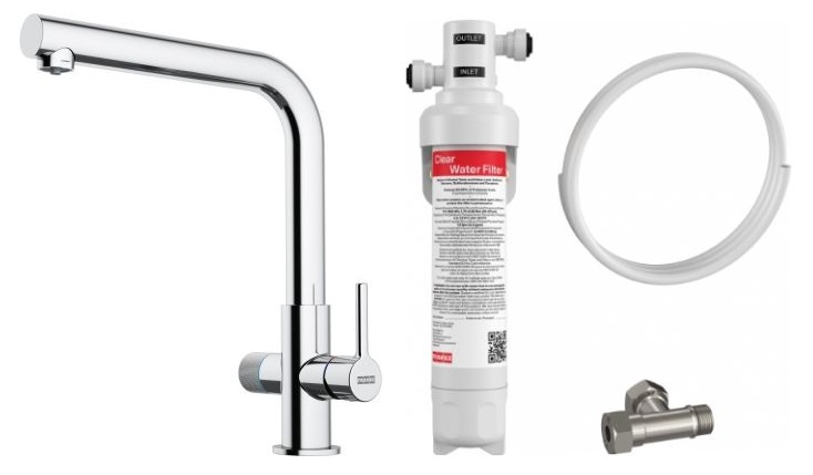 Set baterie bucătărie Franke Lina 120.0730.779, filtru sub chiuvetă Franke Clear Water 150.0730.809
