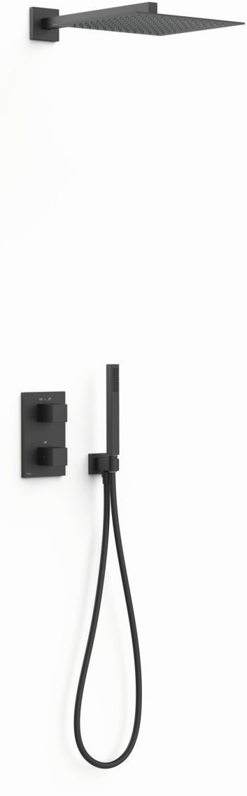Tres Therm-Box set de duș ascuns cu termostat cu duș de ploaie negru 00635004NM