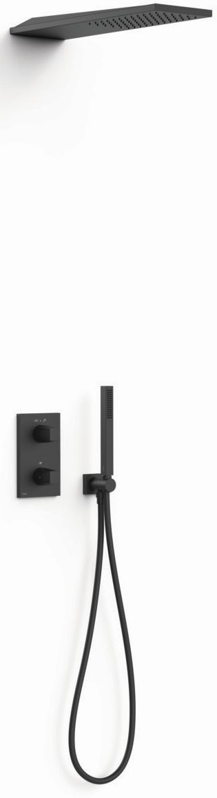 Tres Therm-Box set de duș ascuns cu termostat cu duș de ploaie negru 21135005NM